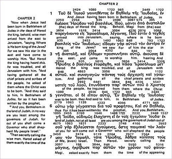 Sample Page of Interlinear Greek-English Bible