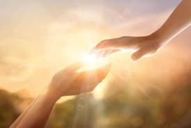 Conceptual Image of God Giving Spiritual Gifts to Mankind